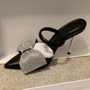 SCHUTZ Black Heels with Silver Bow